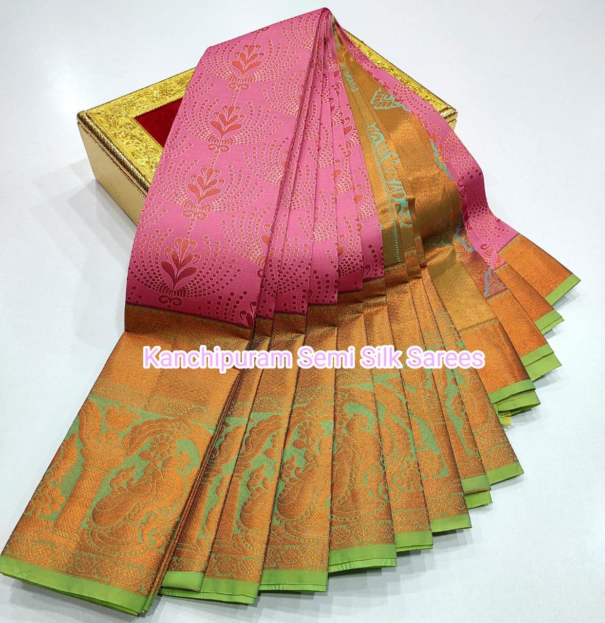 Kanchipuram Semi Soft Silk With Contrast LongBborder