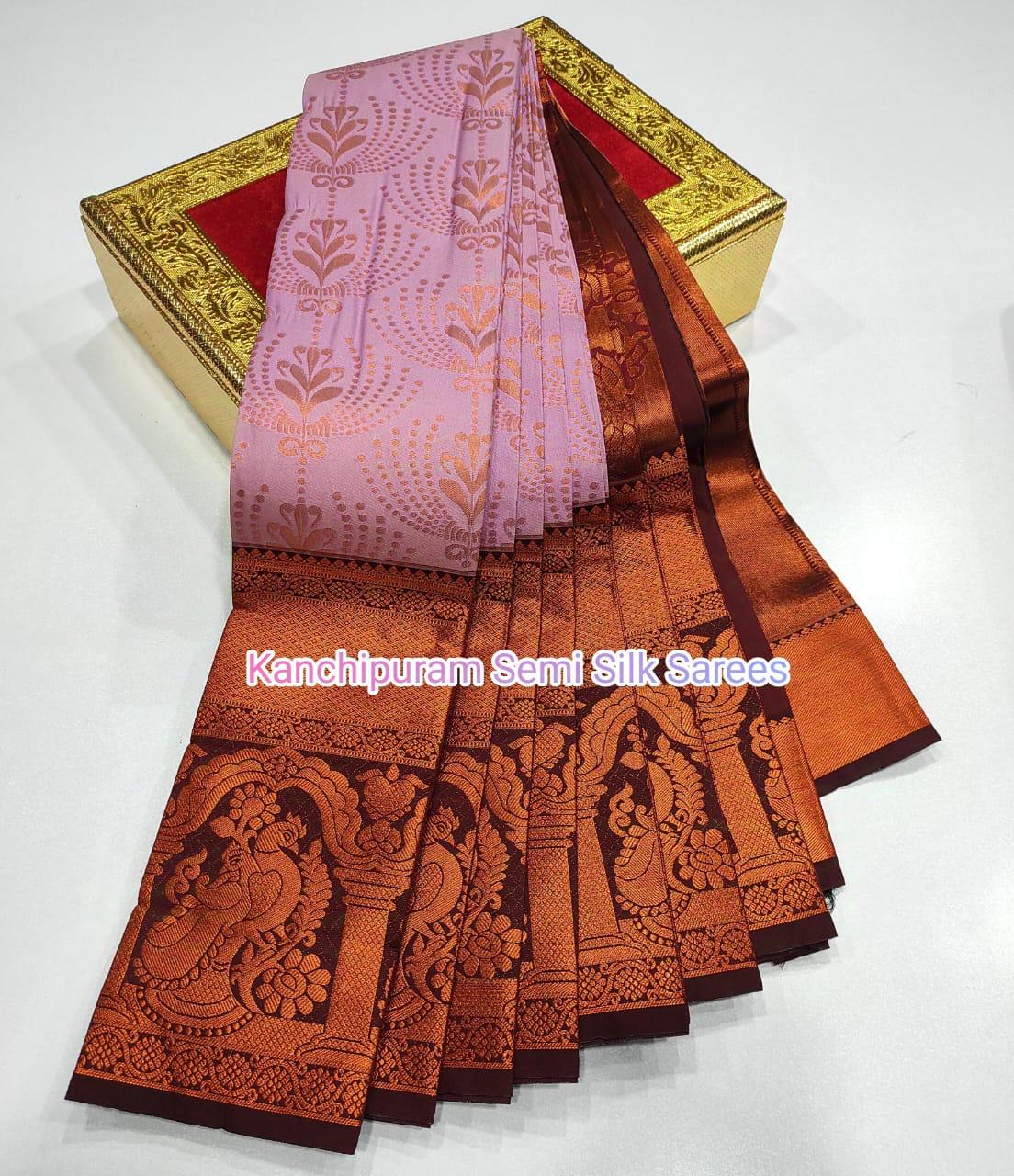 Kanchipuram Semi Soft Silk With Contrast LongBborder