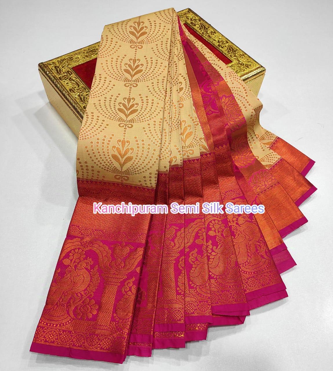 Kanchipuram Semi Soft Silk With Contrast LongBborder