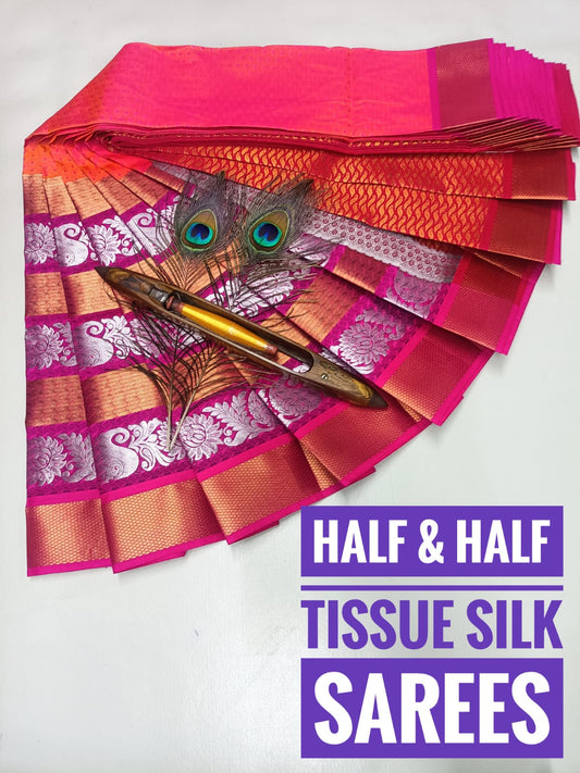 Half & Half - Silk Saree Pink