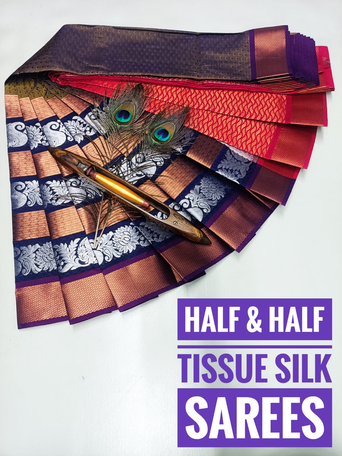 Half & Half - Silk Saree Olive Green