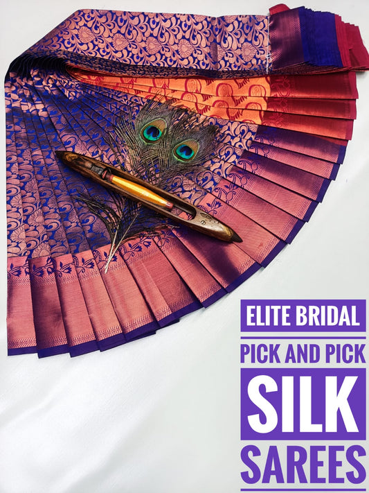 Elite Bridal Pick and Pick Silk Sarees - Dark Blue