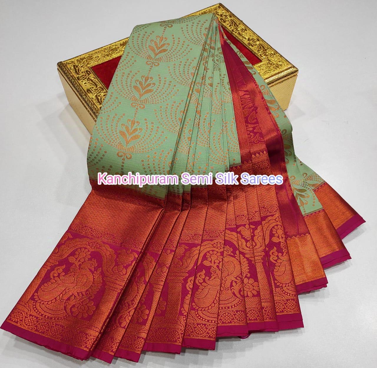 Kanchipuram Semi Soft Silk With Contrast LongBborder