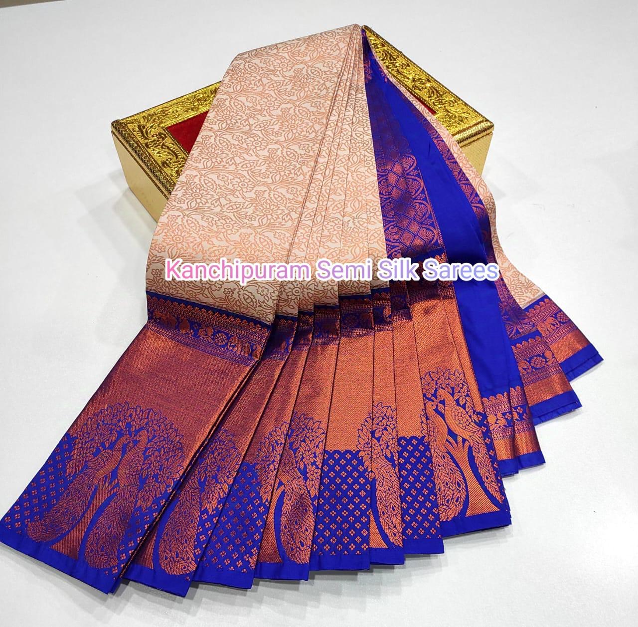 Kanchipuram Semi Soft Silk With Contrast LongBborder