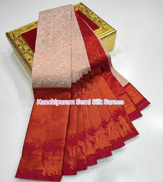 Kanchipuram Semi Soft Silk With Contrast LongBborder